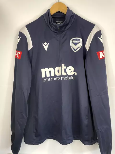 Melbourne Victory FC A-League Mens Large Soccer Jersey Navy Long Sleeve Macron