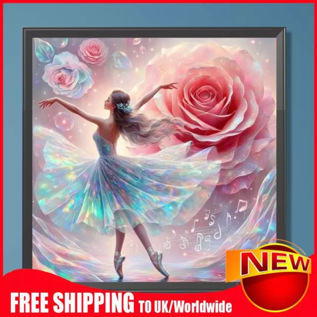 5D DIY Full Round Drill Diamond Painting Butterfly Skirt Girl Art Craft 30x30cm