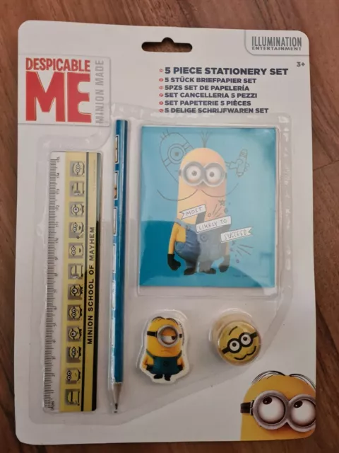 Despicable Me 5 Piece Stationery Set Minions Pencil ruler rubber sharperner