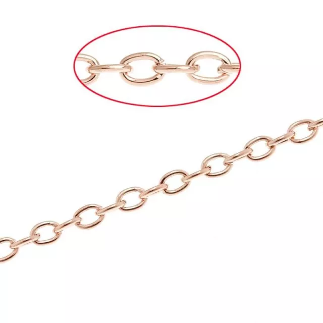 Iron Alloy Cable Chain 10M Rose Gold 3mm x 3.5mm Open Links