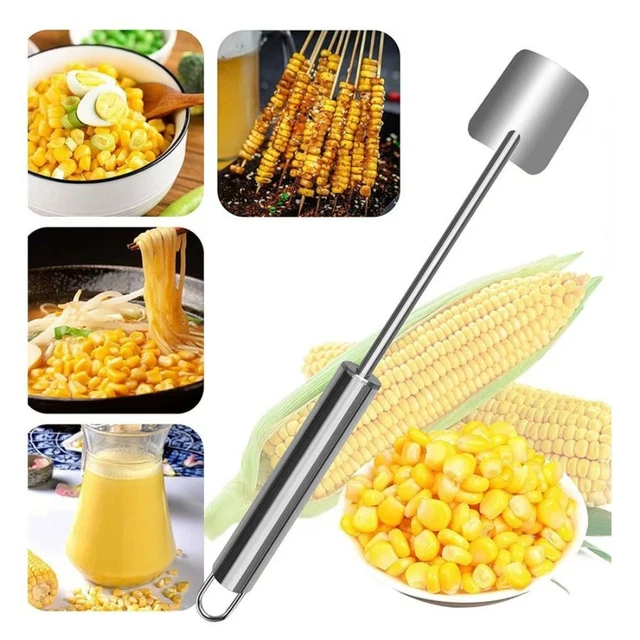 WITH ERGONOMIC HANDLE Corn Cob Peeler Stainless Steel Corn Kernel