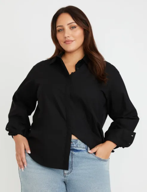 BeMe - Plus Size - Womens Tops -  Long Sleeve Tie Front Shirt