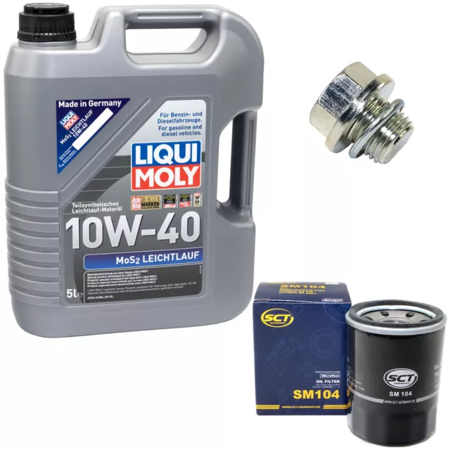 Motoröl Set 10W-40 5 Liter + Ölfilter SM 104 + schraube für Hyundai KIA Volvo