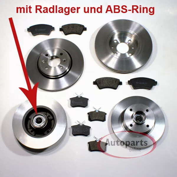 Bremsen Set 266 mm + 249 mm mit ABS Ringe Radlager vorne hinten für Citroen DS3