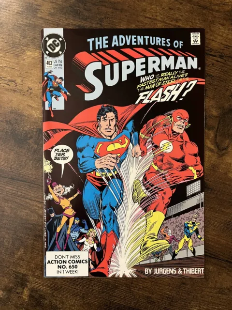 Adventures Of Superman #463 DC Comics (Feb, 1990) 8.5 VF+ Flash Race