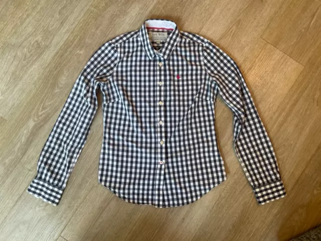 JACK WILLS Ladies cotton check shirt blouse top size 10 Small long sleeves women