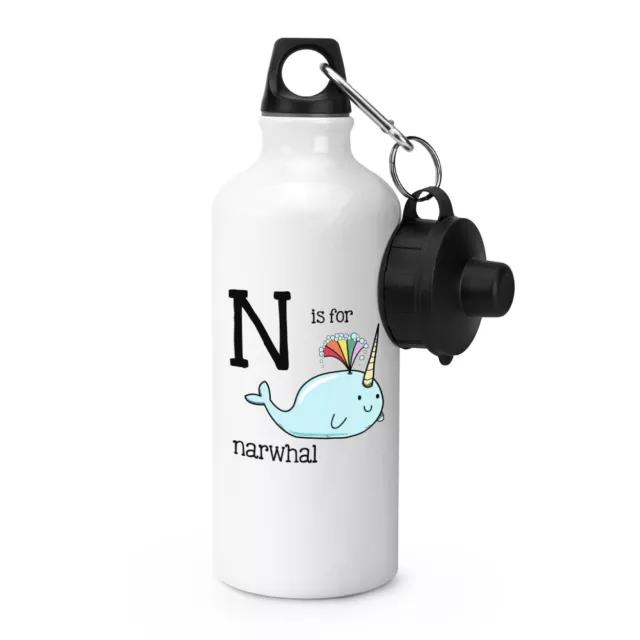 Carta N Es Para Narwhal SPORTS Botella Alfabeto Bebidas Acampada Flask