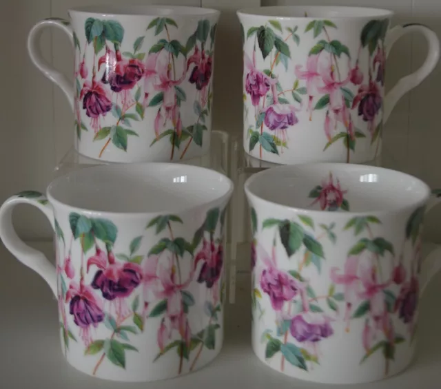 Heritage Stoke On Trent Fine Bone China Princess Mug Set 4- Fuchsia - Value+