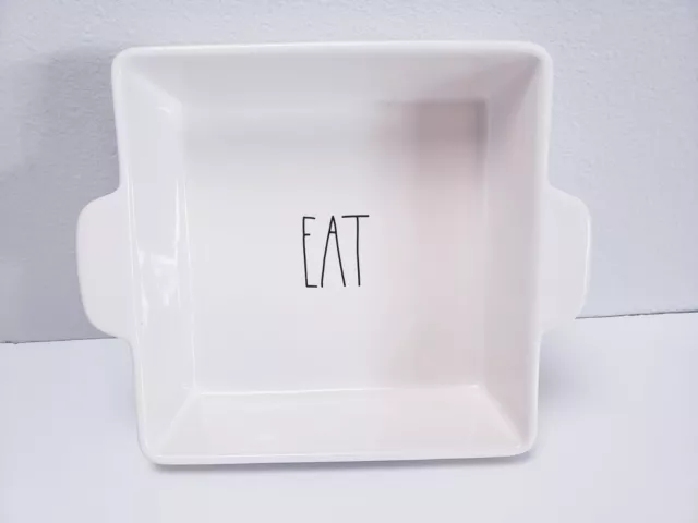 Rae Dunn Eat Baking Dish Square Cream Artisan Collection by Magenta NWOT o