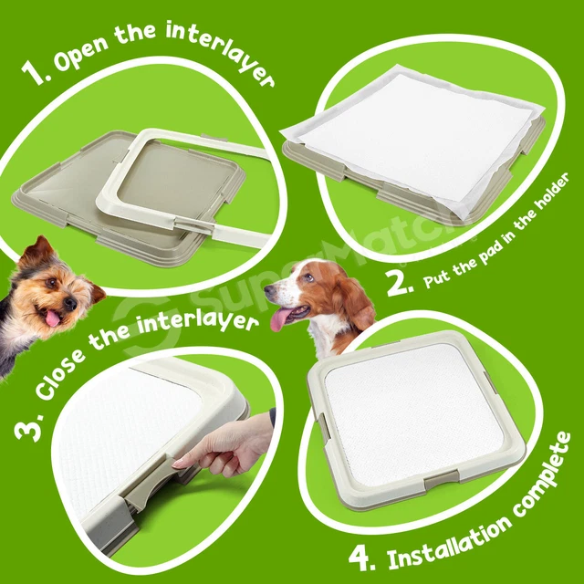 Pet Dog Pee Pad Holder Tray 60x60cm Portable w/50x Cat Toilet Training Mat Potty 2