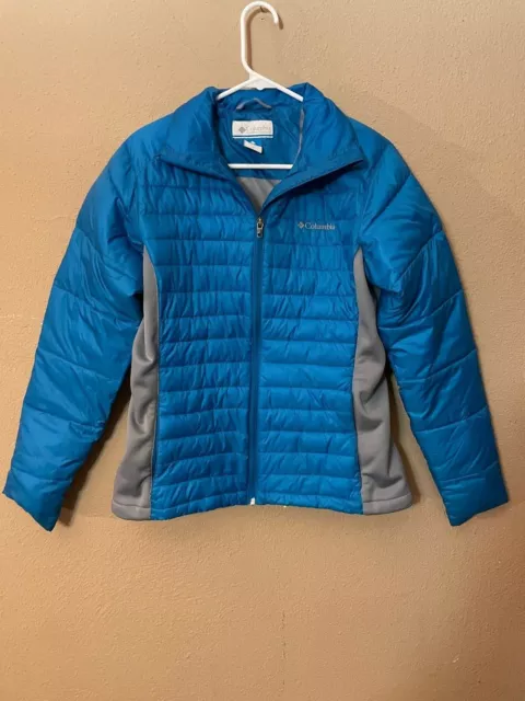 COLUMBIA Women's Powder Pillow Hybrid Puffer Jacket Size M Medium Blue