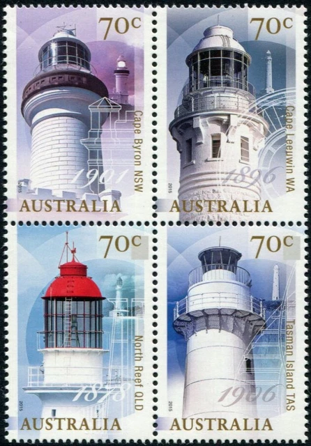 2015 AUSTRALIA 100 Years Of Lighthouses Block Of 4 Mint Never Hinged 