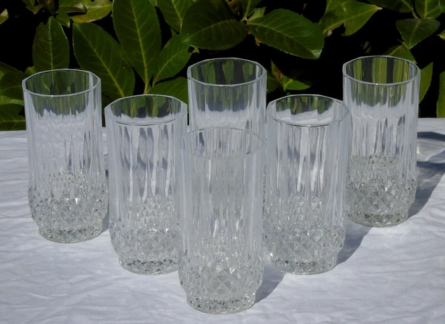 Service de 6 verres à orangeade en cristal d'Arques, modèle Longchamps