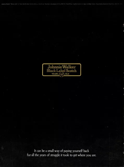 1968 Johnnie Walker Black Label Scotch whiskey retro black photo print ad LA18