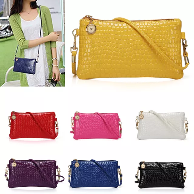 Womens PU Leather Shoulder Bag Purse Crocodile Pattern Crossbody Messenger Bags