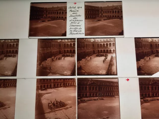 LES INVALIDES PARIS WORLD WAR WW1 1914 5 GLASS PLATES 45x107 STEREO VIEWS
