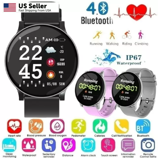 Waterproof Smart Watch Blood Pressure Oxygen Heart Rate Monitor for Android IOS