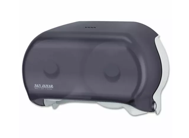 San Jamar VersaTwin Tissue Dispenser 8 x 5 3/4 x 12 3/4 Transparent Black Pearl