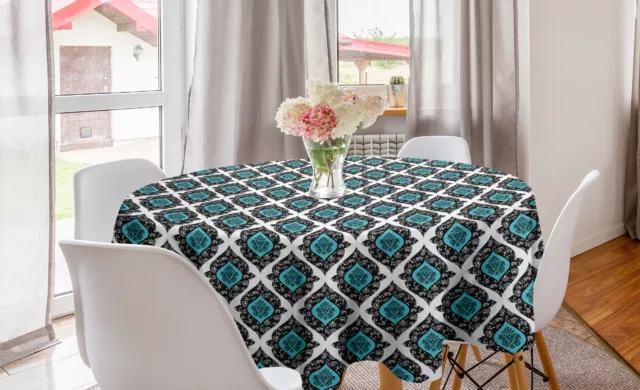 Ambesonne Floral Pattern Round Tablecloth Table Cover for Dining Room Kitchen