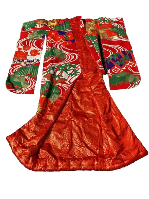 Uchikake Japanese Kimono Lined Embroidered Wedding Robe