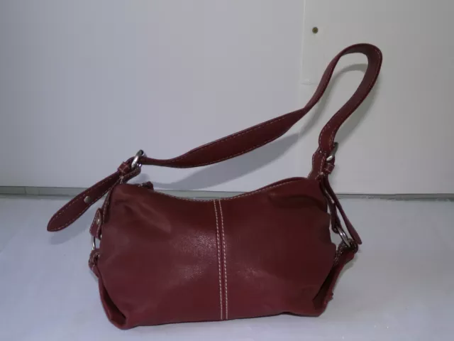 NINE WEST BURGUNDY/MAROON Leather Shoulder Handbag Adjustable Strap ...