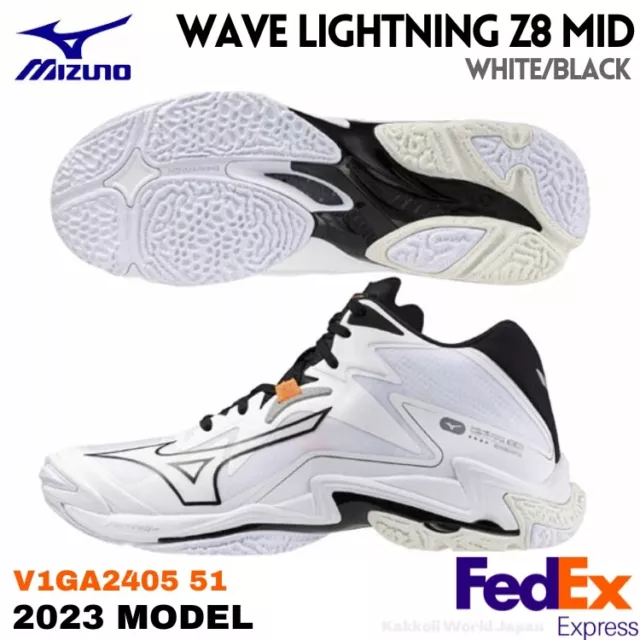 MIZUNO Volleyball Shoes WAVE LIGHTNING Z8 MID V1GA2405 51 White/Black FEDEX NEW!