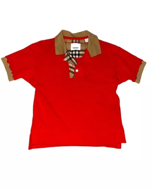 Authentic Burberry Children Boy’s Polo Size 4y In Red