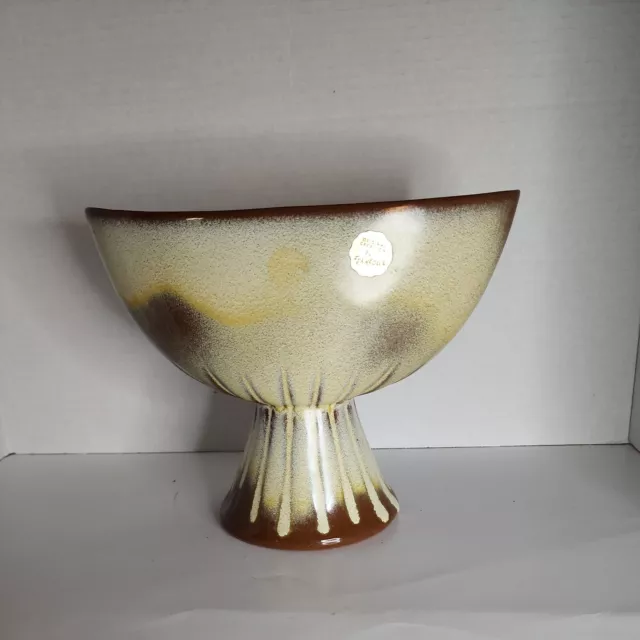 Vtg Frankoma Pottery Desert Gold 237   7" Pod Vase, Sticker Mid Century Modern