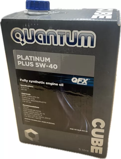 Quantum 5L Platinum Plus 5W-40 Fully Synthetic Engine Oil - Zgb115Qlb01526