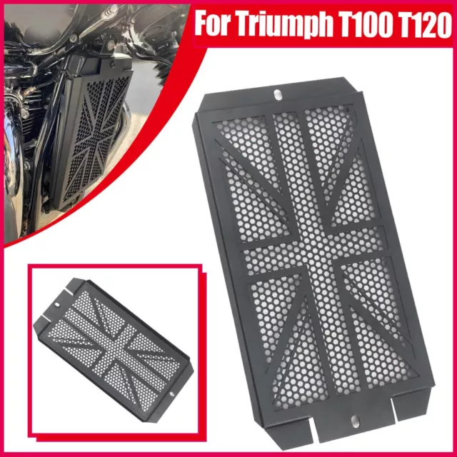 TRIUMPH BONNEVILLE T100 T120 Stainless Black Radiator Grille Guard Cover Protect