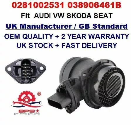 AUDI VW SKODA SEAT 1.4 1.9 TDi Mass Air Flow meter Sensor 0281002531 OEM QUALITY