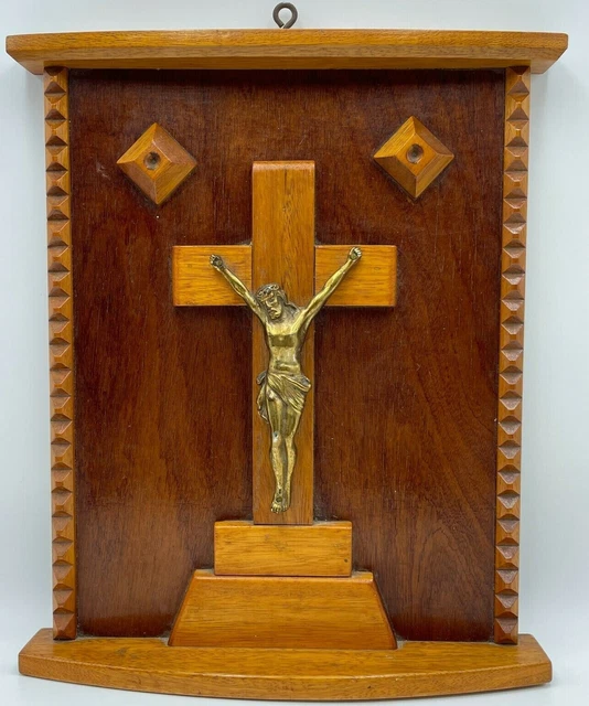 13-Inch Hand-Carved Wood Wall Cross – Bowed Crucifix, Made In Italy