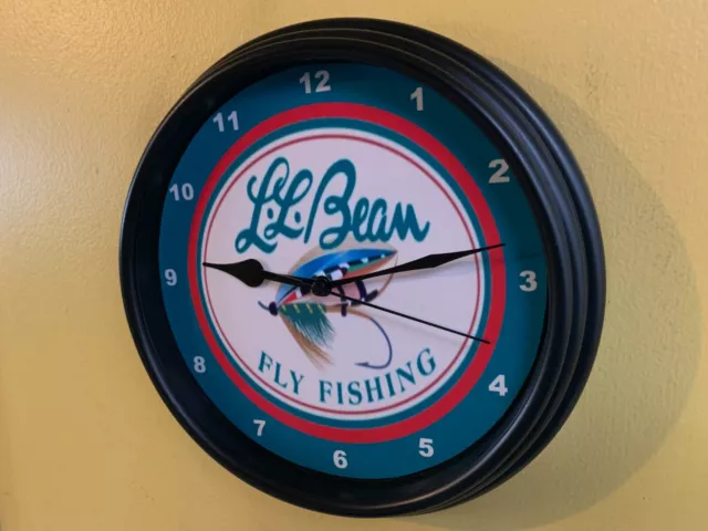 L.L. BEAN FLY Fishing Tackle Bait Shop Store Man Cave Advertising Clock  Sign $37.99 - PicClick