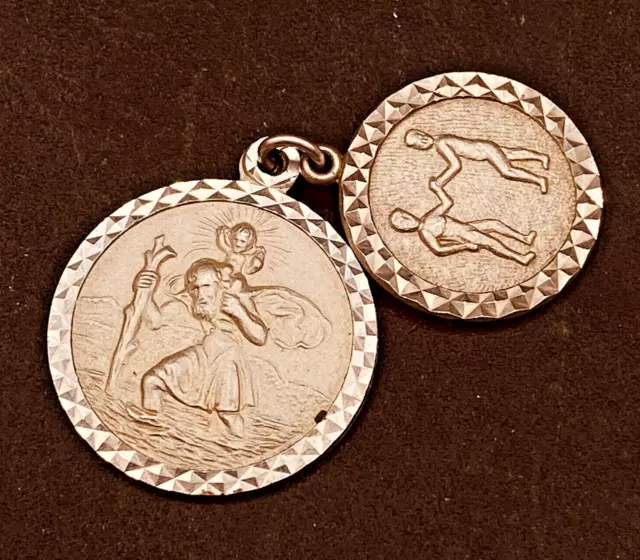 St Christopher & Friendship Protection Medals Double Tag  Silver 925 Round 9.5g