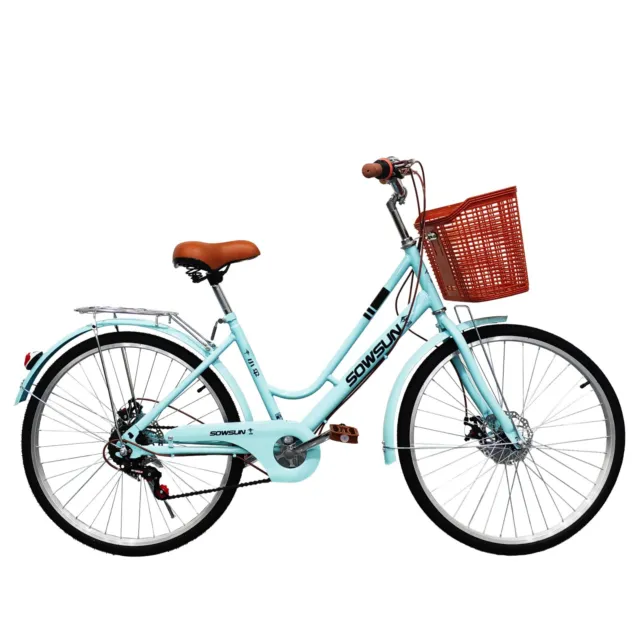 City Bike Woman Bicycle 26''Wheel 21 Speed Low Frame Ladies Cycle Ice Blue Cydal 2