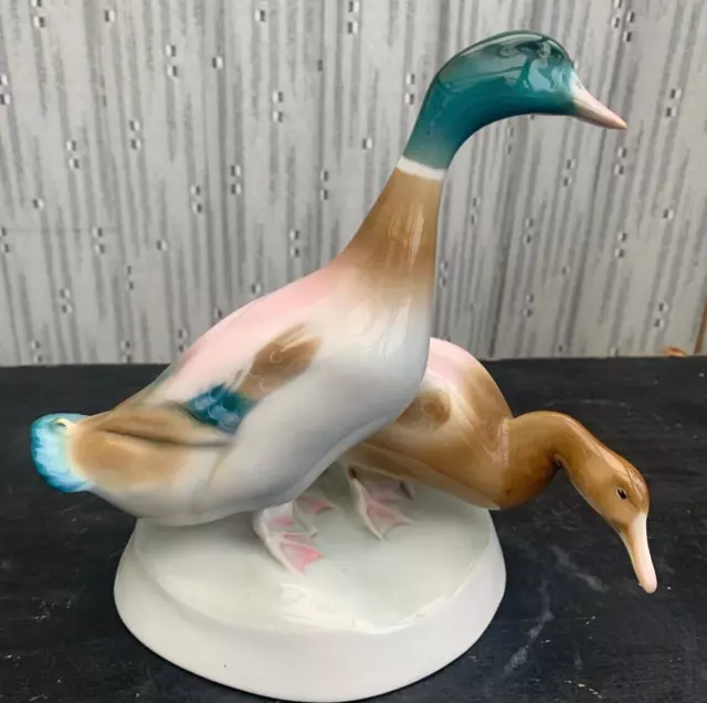 Zsolnay Pecs Porcelain Figurine  of 2 Mallard Ducks