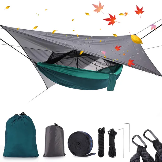 Camping Hängematte mit Moskitonetz Bug Net Double Hängematte Zelt Wasserdicht DE