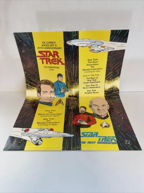 1991 Dc Comics 25th Anniversary Star Trek & TNG Promo Poster 22”x17”