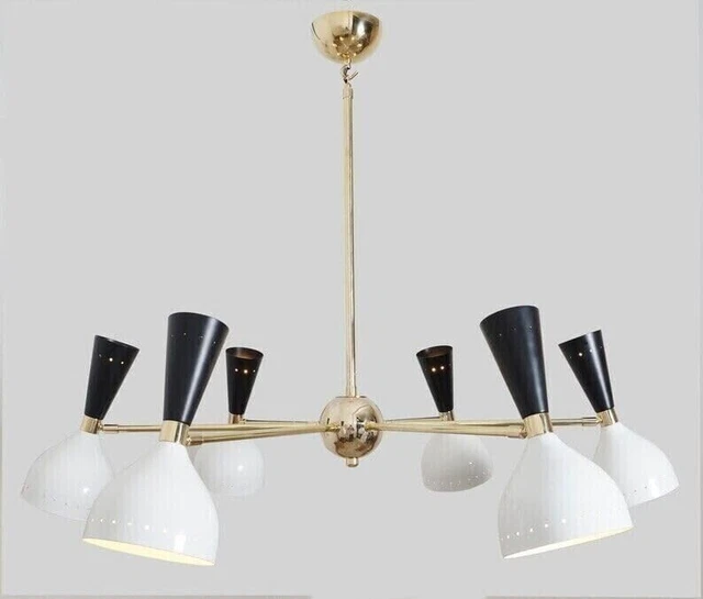Mid Century Modern Italian Diabolo Fixture in The Style of Stilnovo 6 Arms Light