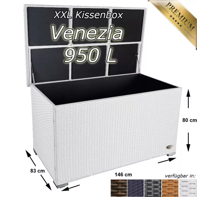 Kissenbox Auflagenbox Gartentruhe Gartenbox Truhe Box Polyrattan Rattan Weiss XL