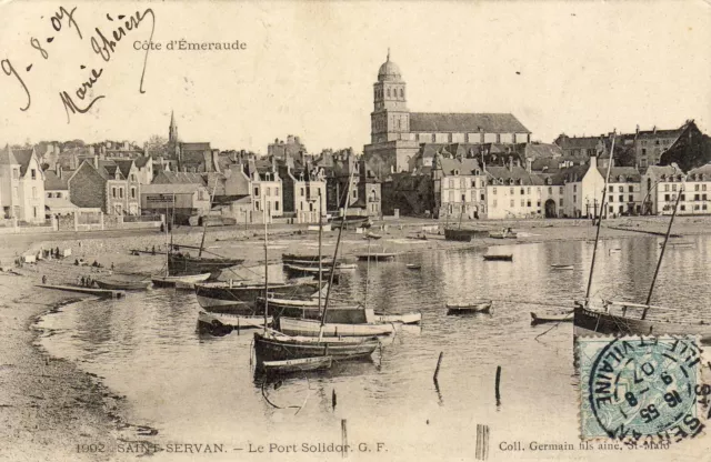 CPA 35 BRETAGNE ILLE-et-VILAINE. SAINT-SERVAN Le Port SOLIDOR  1907 Animée
