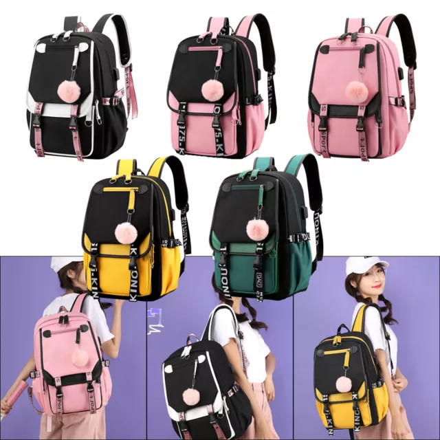 Large School Bags For Teenage Girls Backpack Travel Canvas Bag Multicolour UK
