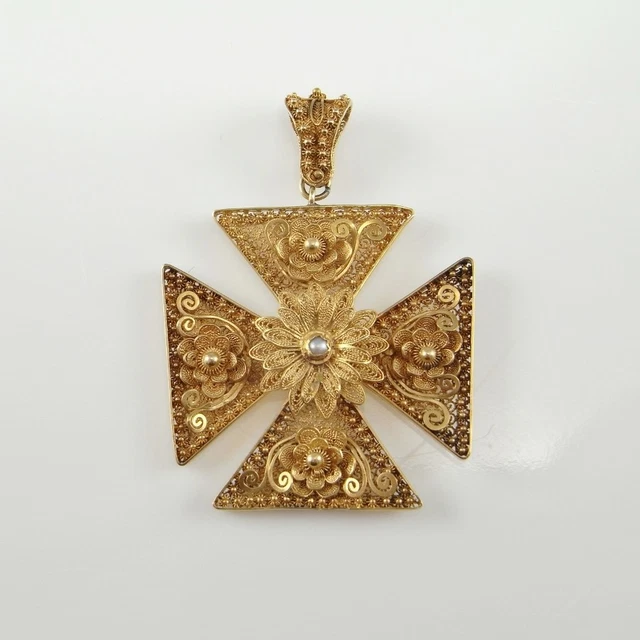 GEORGIAN 18TH C 20K Gold Cross Patty Crusader Cannetille Lace Antique ...