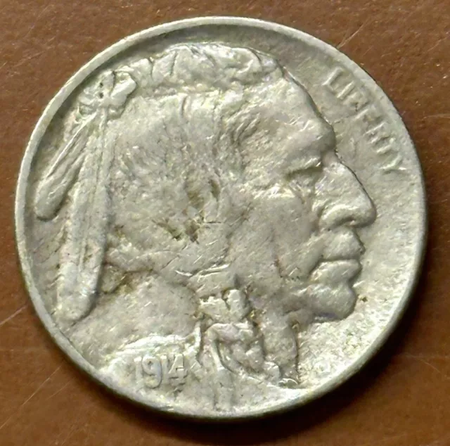 1914-P Buffalo Nickel 5 Cent Five Cents XF Extra Fine Coin - TCCCX