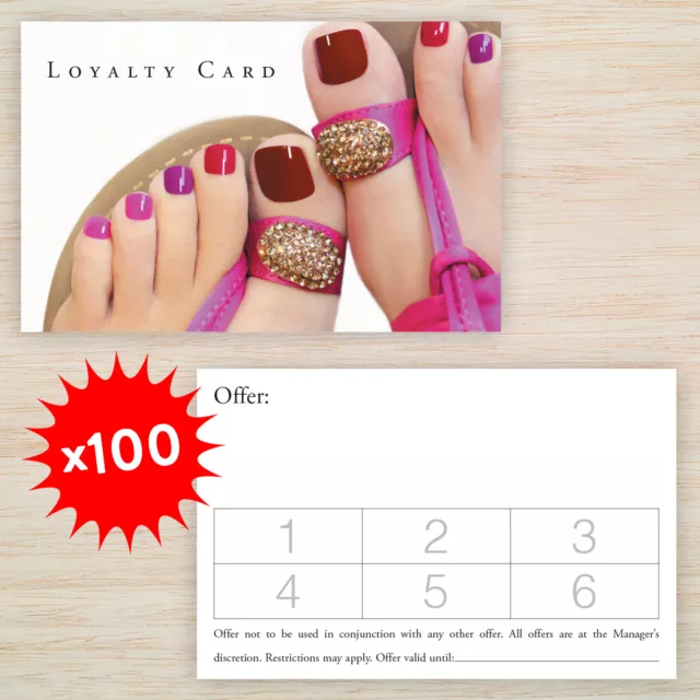 100 x Loyalty Cards  Pedicure Chiropody Nail Manicure Beauty Salon