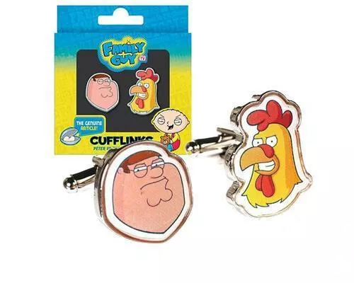 Official Novelty Family Guy Peter Vs Giant Chicken Cufflinks In Presentation Box