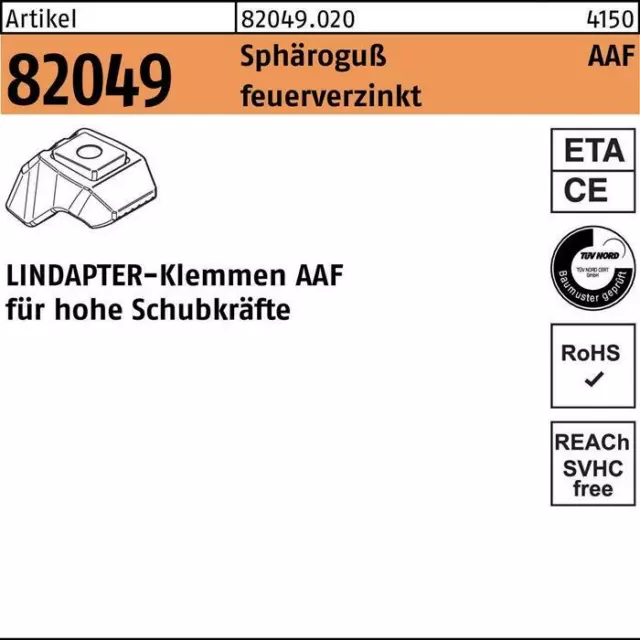 Lindapter Klemme R 82049 AAF M 12 Sphäroguß feuerverzinkt