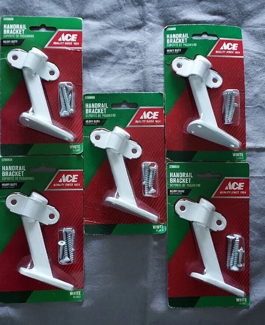 Soporte De Pasamanos Ace 3-3/8 Pulgadas Acero Blanco 5288808 Resistente * Lote De 5 Cada Uno *
