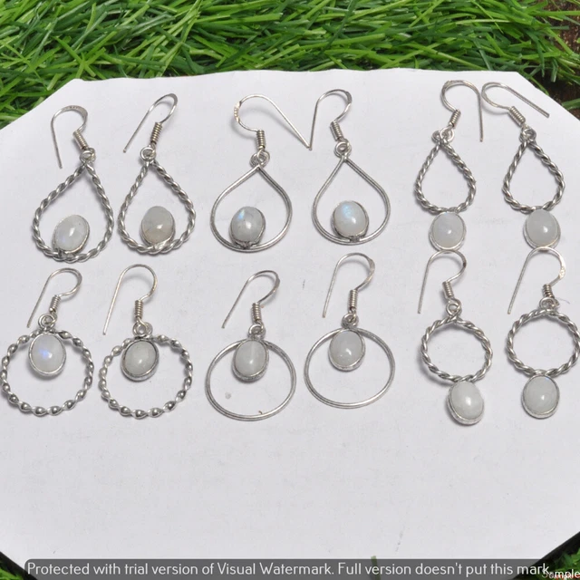 Rainbow Moonstone 100 Pair Wholesale Lot 925 Sterling Silver Earring NLE-2586