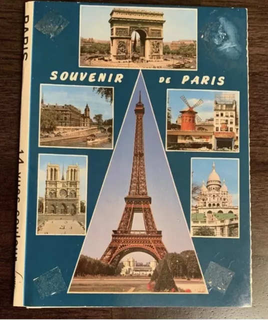 Vintage 1974 Paris France French Postcard Booklet Foldout Eiffel Tower+